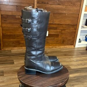 Jessica Women's Dark Brown Leather Triple Buckle Boots
